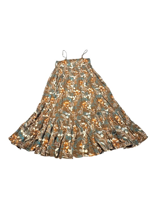 NATURAL LIFE Dresses & Skirts - NATURAL LIFE Women’s Small Brown and Teal Floral Tiered Midi Maxi Dress Boho